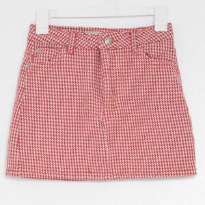 Topshop Red Houndstooth Miniskirt
